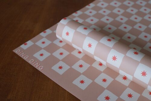 Blush chequerboard pattern Christmas wrapping paper