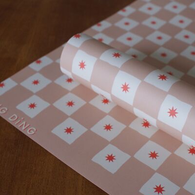 Blush chequerboard pattern Christmas wrapping paper
