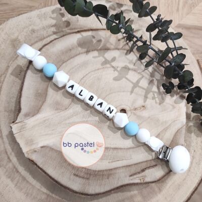 PACIFIER ATTACHMENT sky blue and white