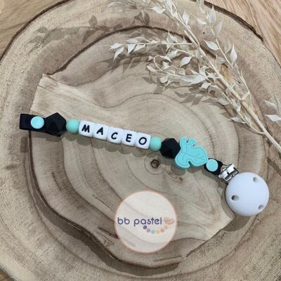 PACIFIER ATTACHMENT black and mint green