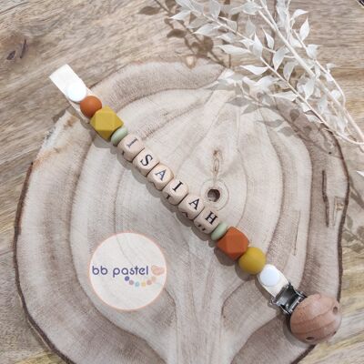 Ocher and mustard PACIFIER CLIP