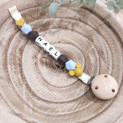 Mustard yellow mouse pacifier clip