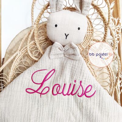 Personalized rabbit soft toy in organic cotton