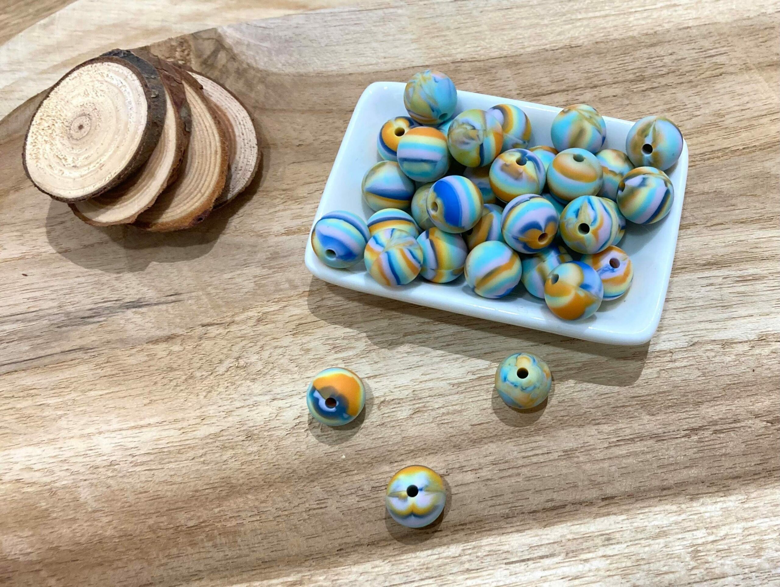 Set di 10 perline arlecchino da 12 mm