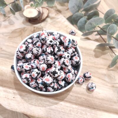 Set of 10 black daisy beads