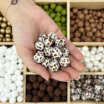 Lot de 10 perles Cow