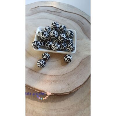 Lot de 10 perles dalmatien