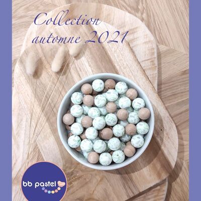 Lot de 10 perles eucalyptus