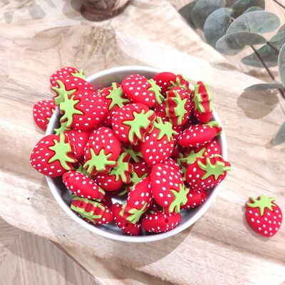 Lot de 10 perles fraises