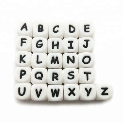 LOT DE 10 PERLES LETTRES SILICONE