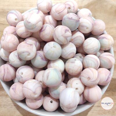 Lot of 10 pink marbled beads