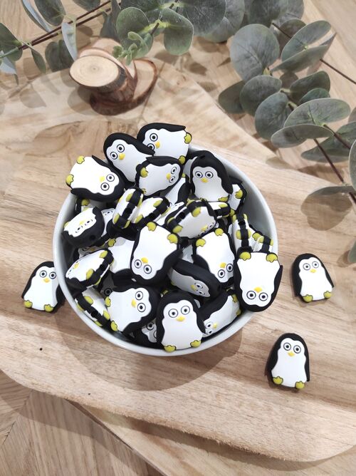 Lot de 10 Perles Pinguin