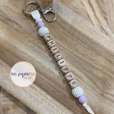 WOODEN KEY RING lilac
