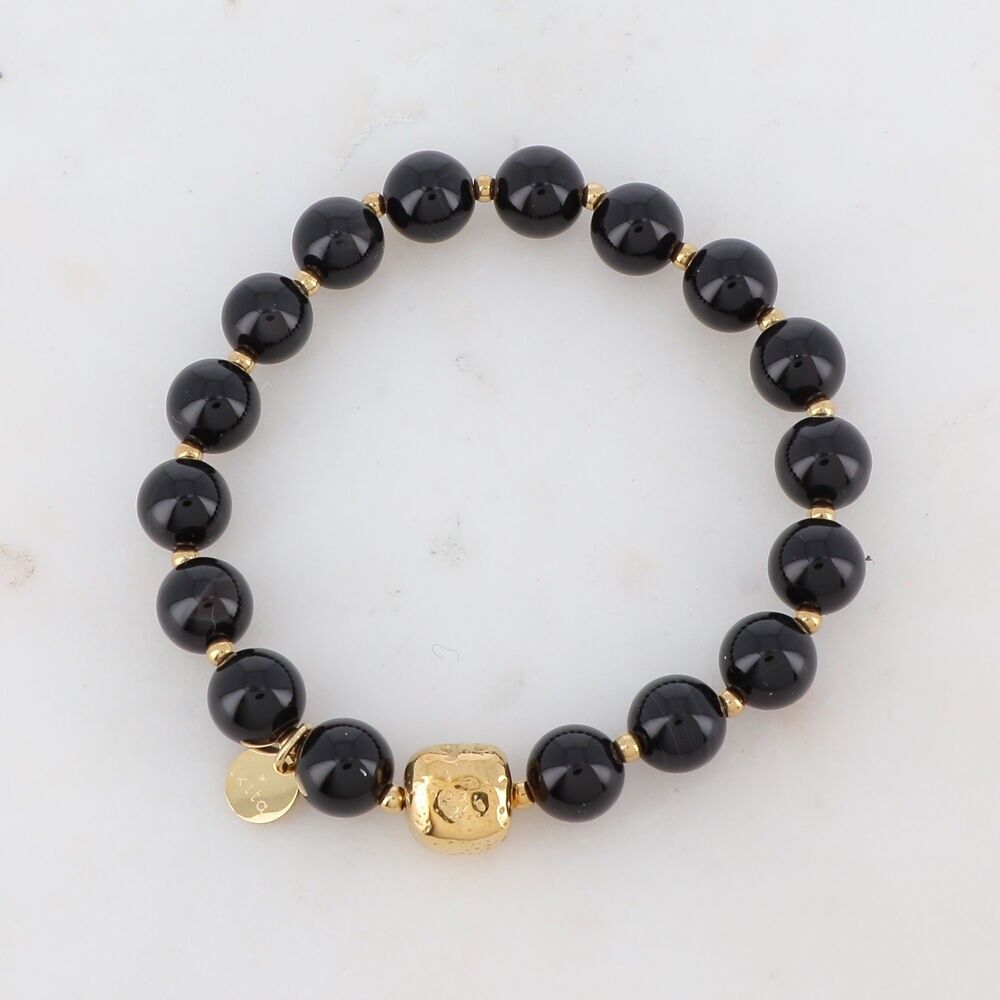 Kanitha-Armband mit Gummizug – Schwarzer Achat