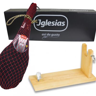 Paleta Cebo Ibérica 50% raza ibérica + Jamonero de Regalo en Caja Negra de Regalo