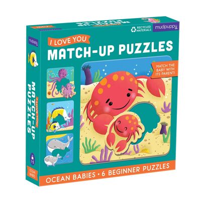 Mudpuppy - Puzzle 2 pcs x 6 - Ocean Babies I Love You Match-Up