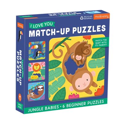 Mudpuppy - Puzzle 2 pcs x 6 - Jungle Babies I Love You Match-Up