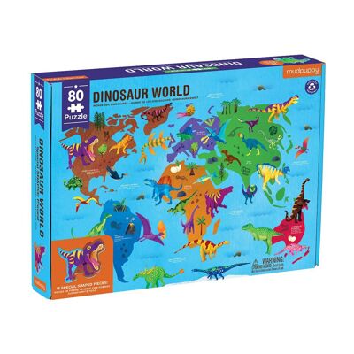 Mudpuppy - Puzzle 80 pcs - Dinosaur World Map