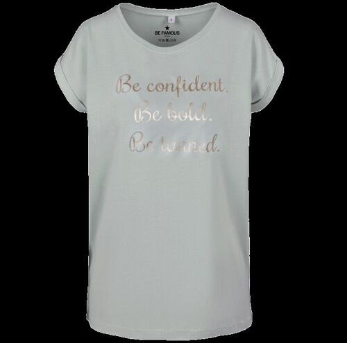 "T-Shirt Mint - Schrift Gold - "" Be confident.."""