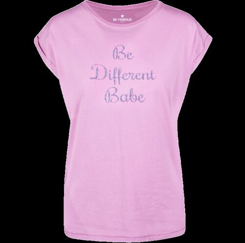 "T-Shirt Rosa- Schrift Silber - ""Be Different"