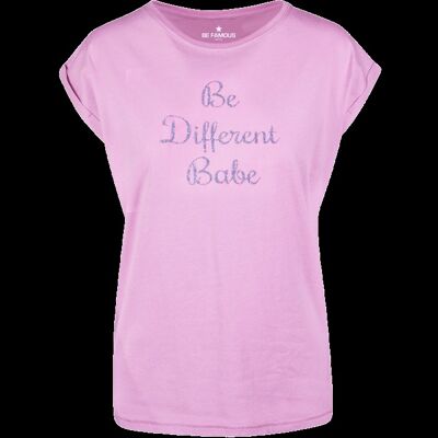 "T-Shirt Rosa- Schrift Silber - ""Be Different"
