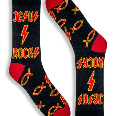 Chaussettes fantaisie unisexes pour hommes et femmes Jesus Rocks Christian Socks