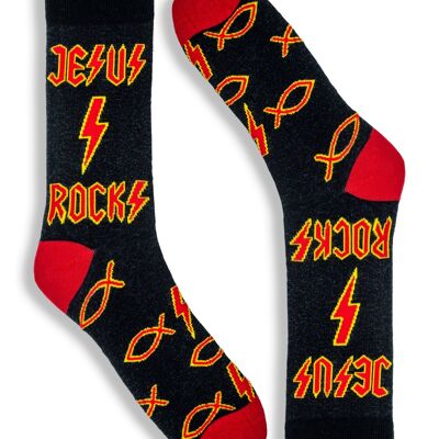 Calcetines unisex novedosos para hombres y mujeres Jesus Rocks Christian Socks