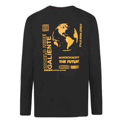 Oversize long sleeve T-shirt with world wide print