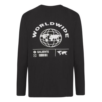 Oversize long sleeve T-shirt with world wide print