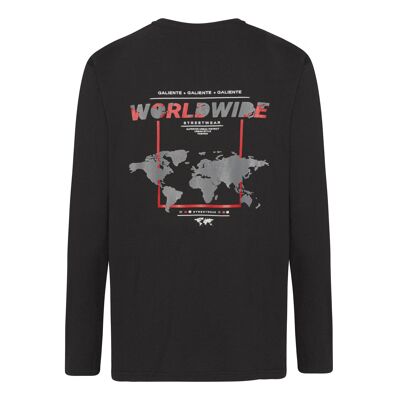 Oversize long sleeve T-shirt with world wide print