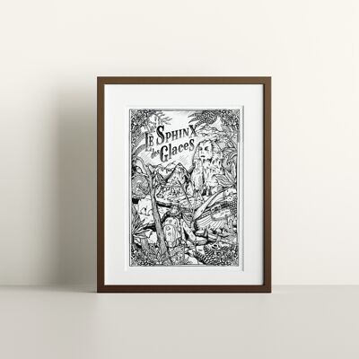 Jules Verne Poster - Sphinx of Ice Black and White