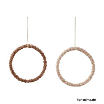 Lot de 4 cercles décoratifs en laine à suspendre  D 21cm - Décoration de Noël 4