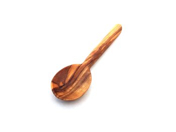 Mini cuillère 8 cm manche rond fait main en bois d'olivier 1
