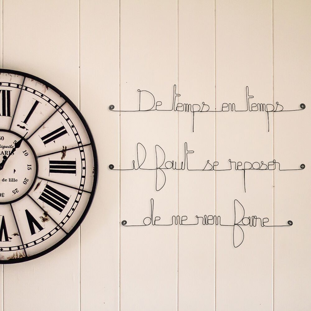 Décoration Murale en fil de fer  - Citation " De temps en temps il faut se reposer de ne rien faire " - à punaiser - Bijoux de mur