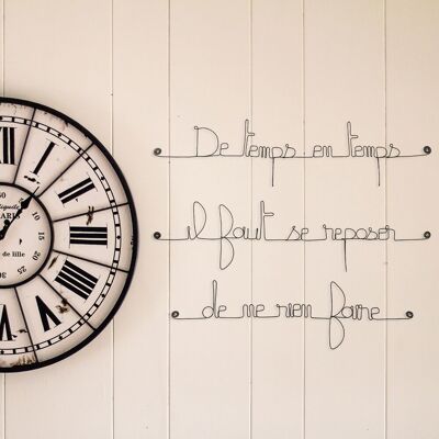 Wire Wall Decoration - Quote "From time to time you have to rest from doing nothing" - to pin - Wall jewelry
