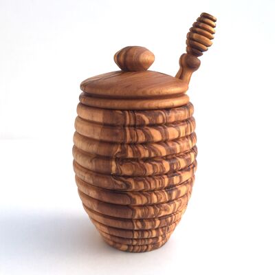 Honey pot with honey dipper honey box olive wood handmade