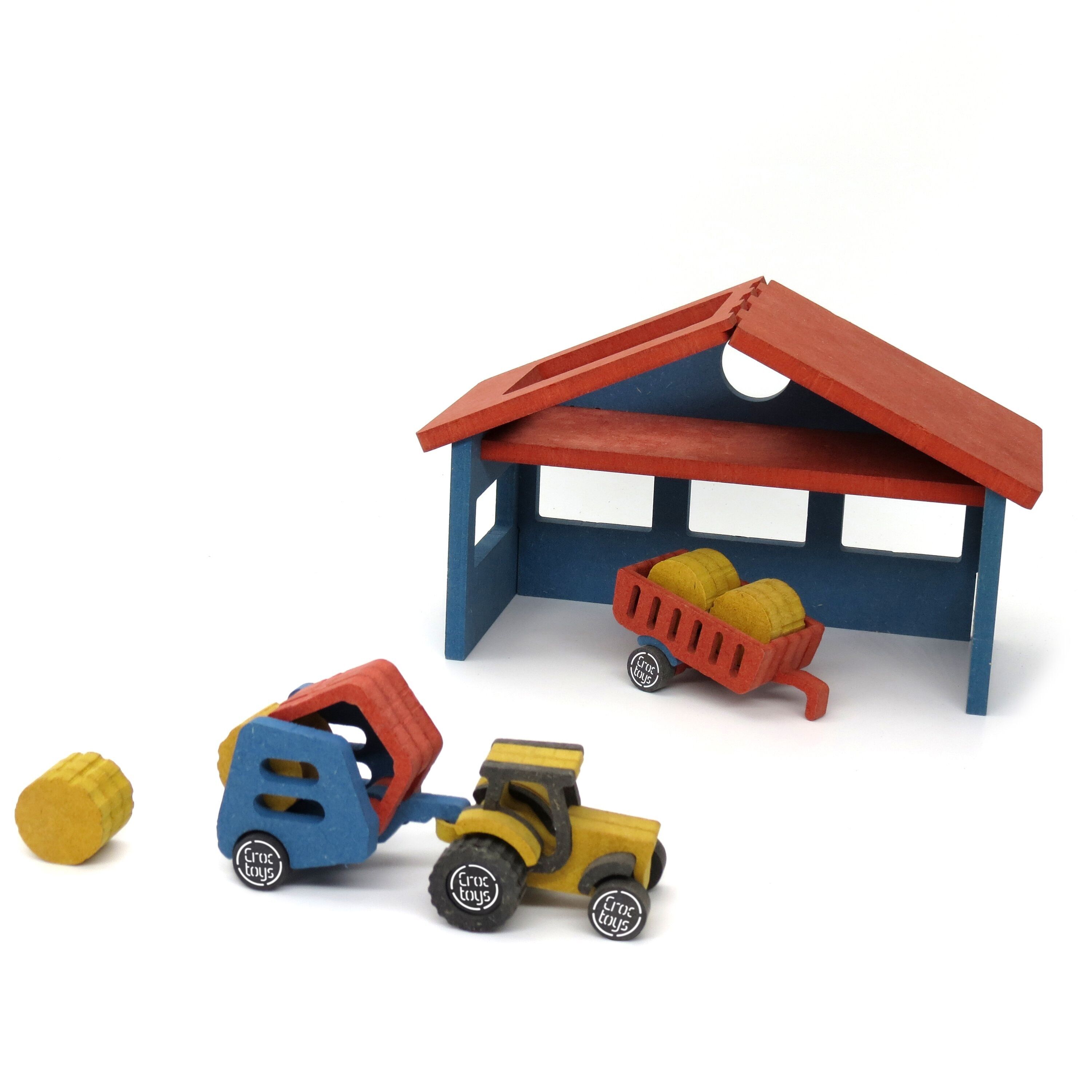 DIY Kit de construction de jouets en bois : NATHAN, le tracteur paysan et sa ferme