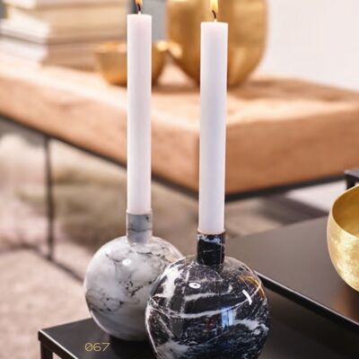 WEDDING AND DECO EVENTS Light gray marbled metal candle holder - D10 H12cm - DECO BOUGIES