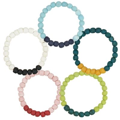 Pearls bracelet, color block, set of 5 pieces