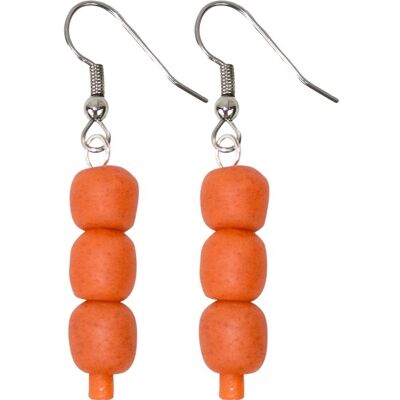 Pearls earrings, tangerine