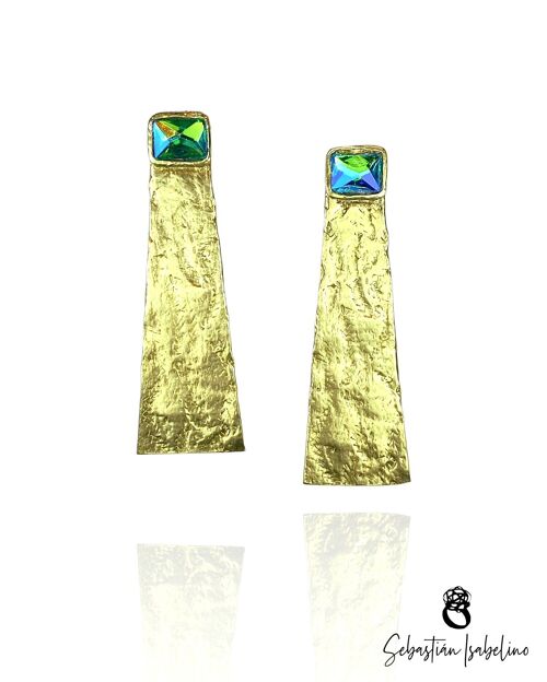 Pendientes contemporáneos HUELLA Texturizados con cristal
