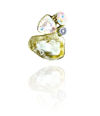 Anillo LUMINA piedra de resina con tres cristales - ajustable 8