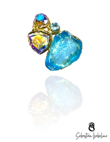 Anillo LUMINA piedra de resina con tres cristales - ajustable 21