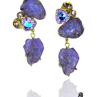 Pendientes LUMINA Doble piedras de resina con cristales