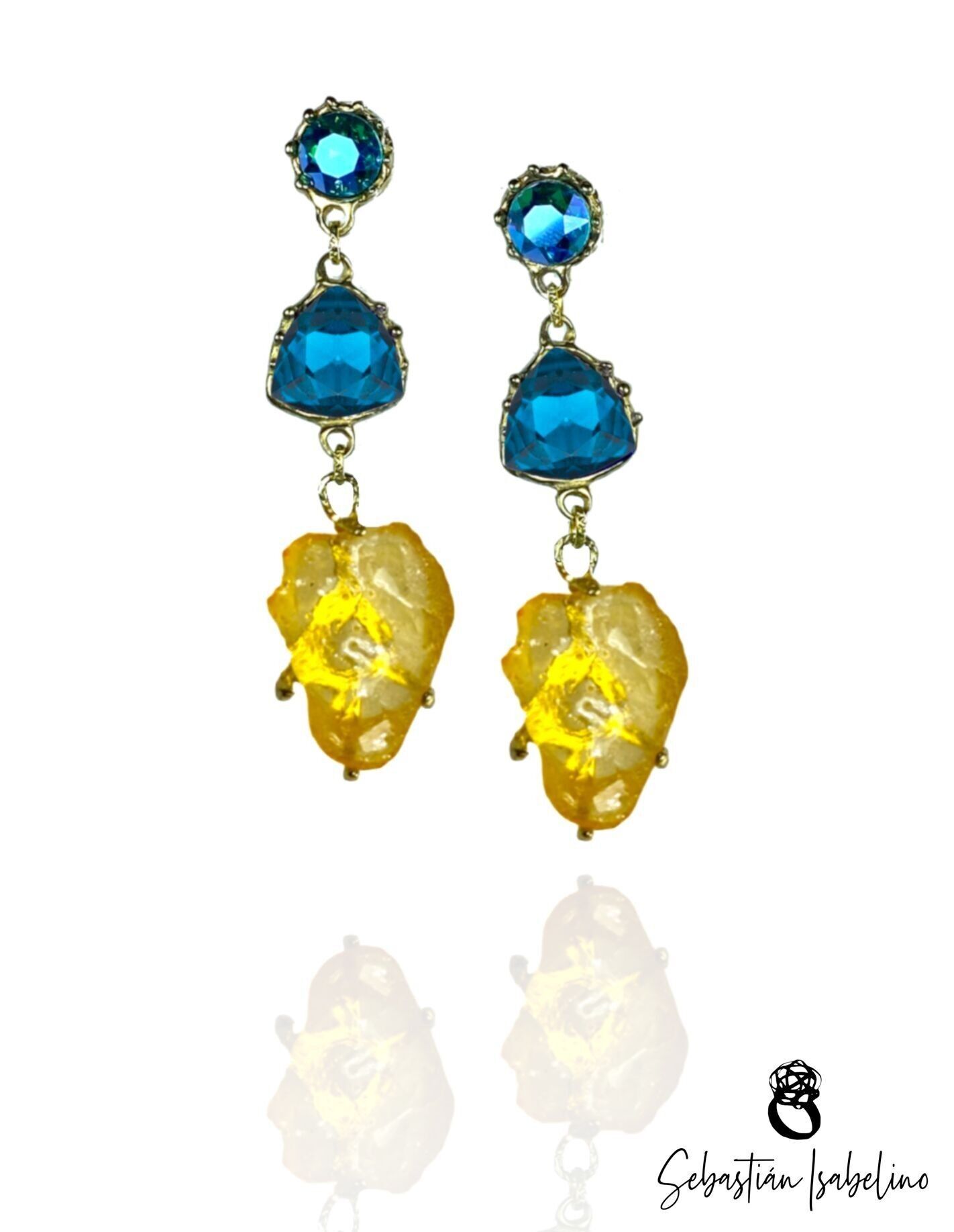 Pendientes colgantes LUMINA in capas con cristalli e pietra di resina