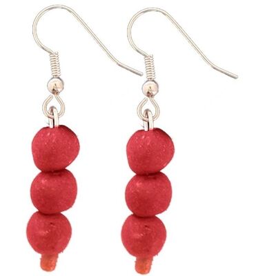 Boucles d'oreilles perles, coquelicot