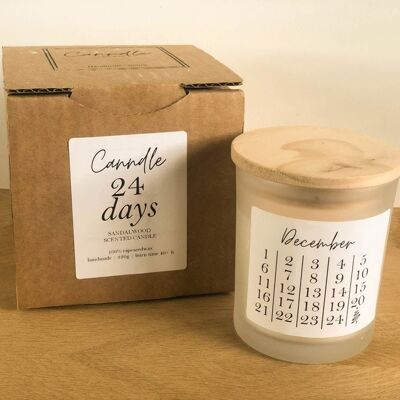24 days countdown to christmas scented candle | Glass jar | Fir tree & Cinnamon