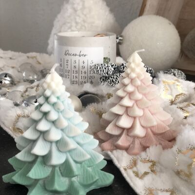 Christmas tree candle | green or pink & white | Scented or unscented | Fir tree & cinnamon