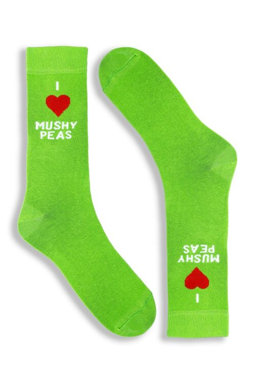 Unisex novelty socks for men and women I love mushy peas socks