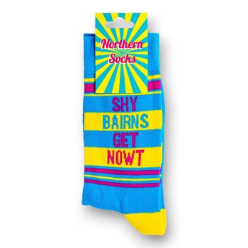 Chaussettes fantaisie unisexes pour hommes et femmes Shy Bairns Get Nowt Northern chaussettes 4